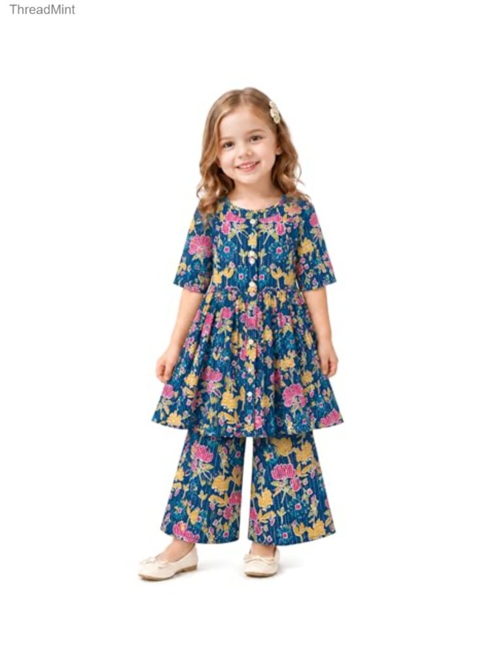 Kids Cotton Kurti Pant Set Ethnic Wear Flared